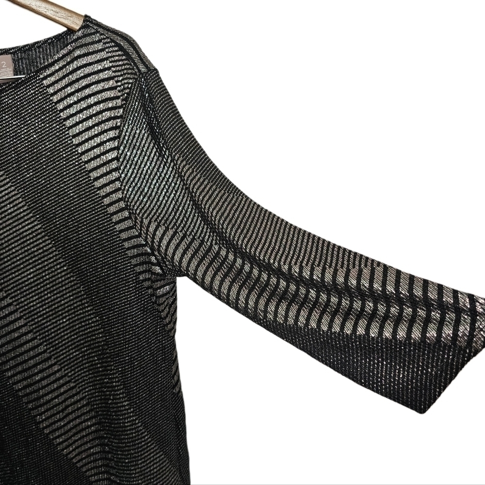 Chico's Longline metallic black 3/4 sleeve size large - Picture 3 of 10